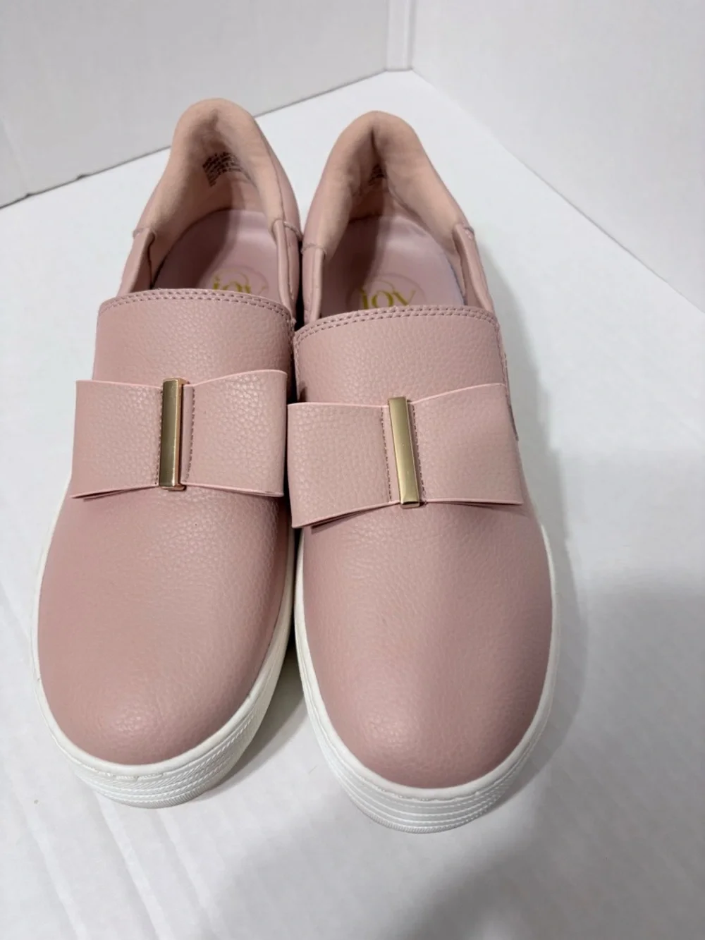 Joy Luxe Bow Slip-on Leather Platform Sneakers Blush Pink   Orthotic Insoles 8